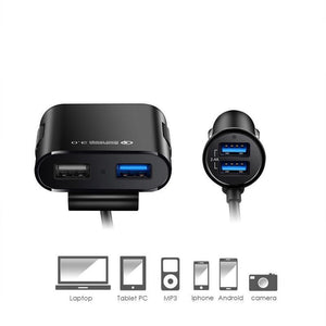 4 Port USB QC 3.0 Car Charger For Front Back Seat